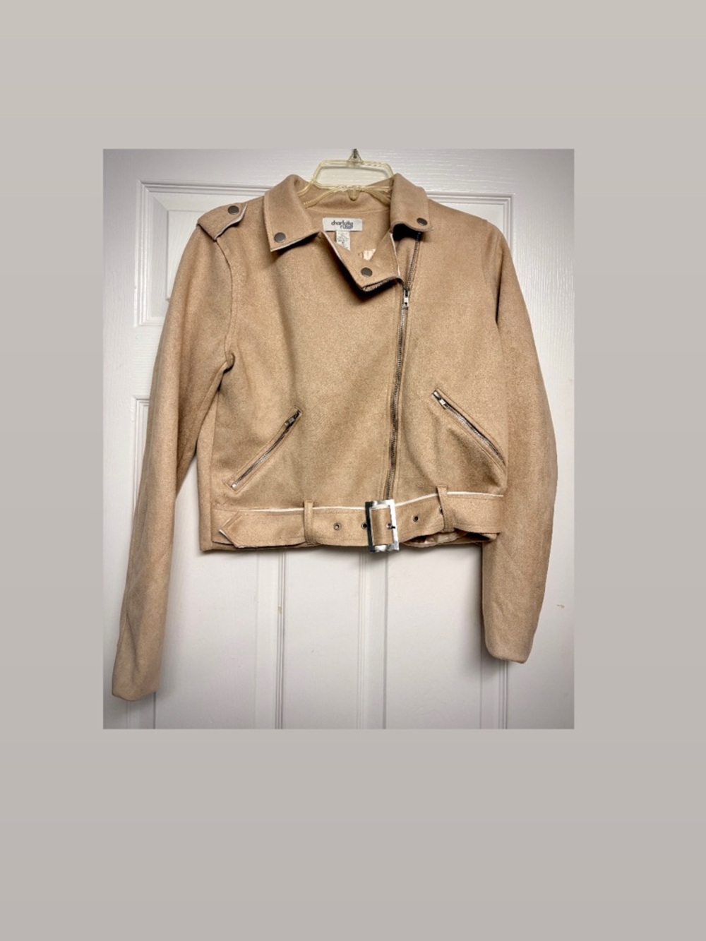 Y2K Charlotte Russe Tan Suede Moto Jacket